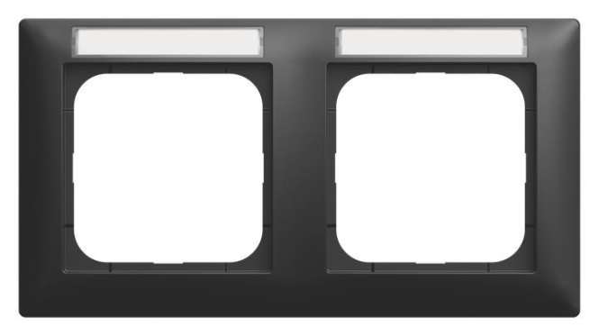 BJ Abdeckrahmen schwarz matt 1732 NS-915 m.Sichtfenster waagerecht 2fach