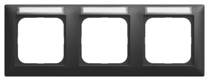 BJ Abdeckrahmen schwarz matt 1733 NS-915 m.Sichtfenster waagerecht 3-fach