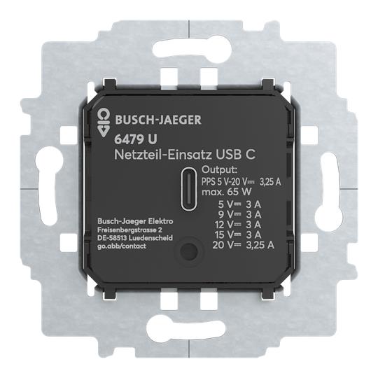 BJ Power supply insert m.USB C 6479 U schwarz matt