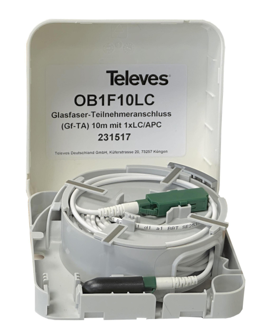 Televes Optische Box 1 Ausgang OB1F10LC m.10m Kabel B2ca LC/APC 231517 Antennen