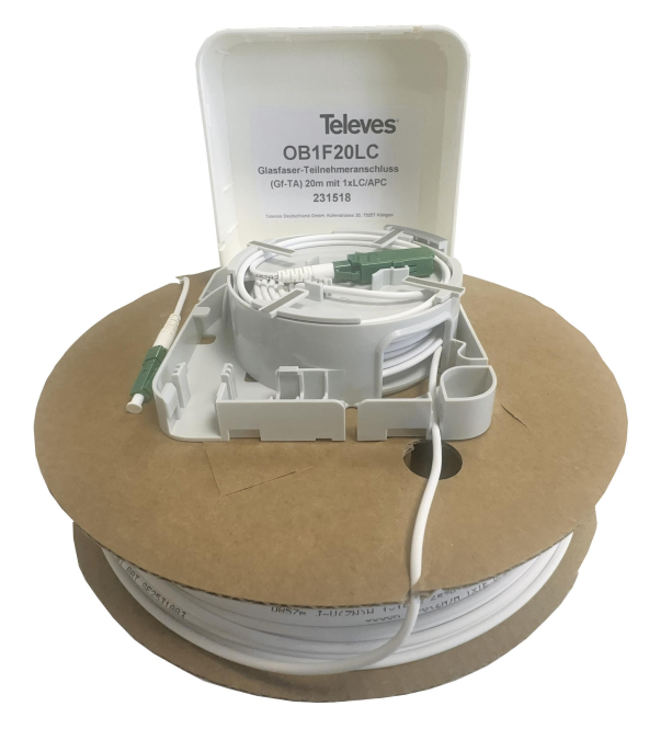 Televes Optische Box 1 Ausgang OB1F20LC m.20m Kabel B2ca LC/APC 231518 Antennen