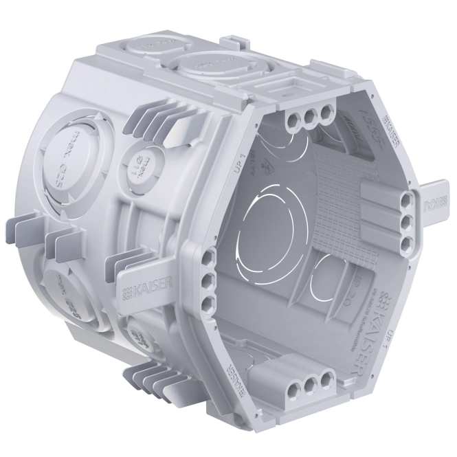 Kaiser UP Geräte-Verbindungsdose 1555-06 UP1 Fix Klemmrippen 4x3 Schraubdome (Inhalt 20 Stück)