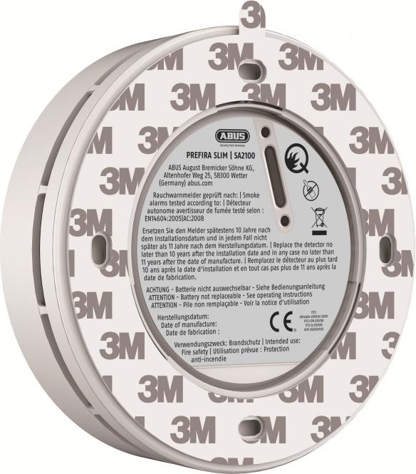 ABUS Rauchwarnmelder PREFIRA SA2100 SLIM Hauskomm/Batt/Sicher