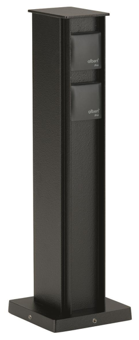 ALBERT Steckdosensäule schwarz 662106 4 Schukosteckdosen H=500mm Aussenleuchten